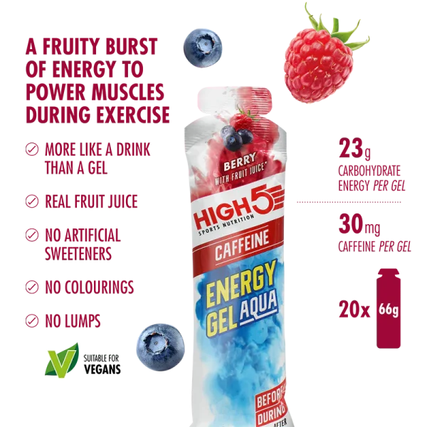 High 5 Energy Gel Aqua Caffeine X 20